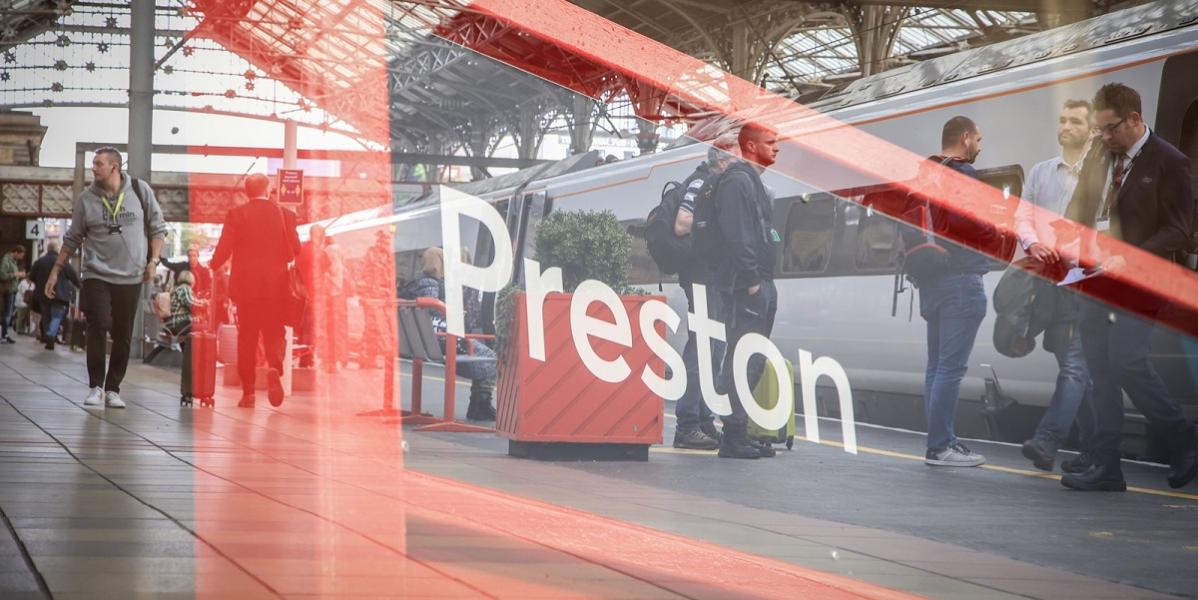 Preston sign at Preston Train Station