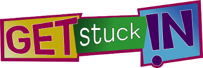 The logo of Get Stuck In who provide half-term children s activities for 4-16 years olds.