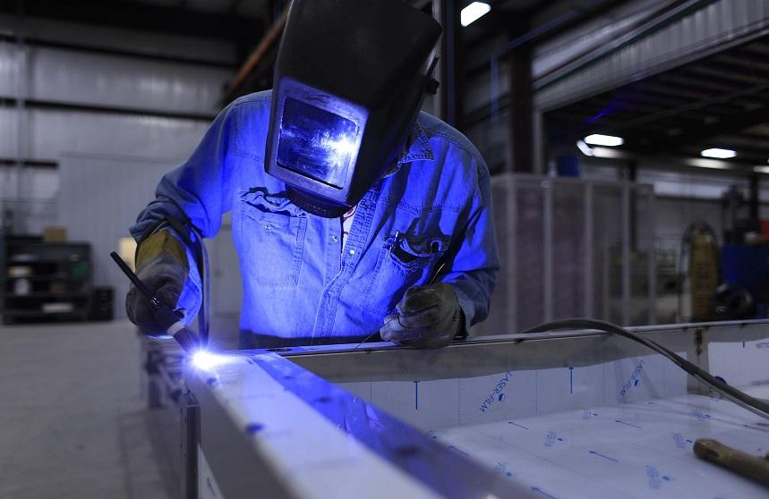 A person welding